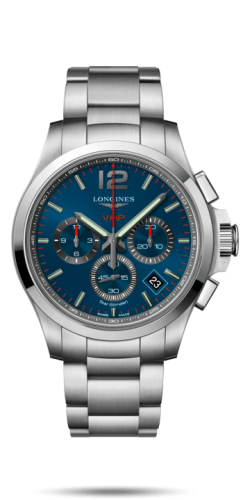 Longines Conquest V.H.P. Chronograph 42 Paslanmaz Çelik / Mavi / Bilezik, referans L3.717.4.96.6