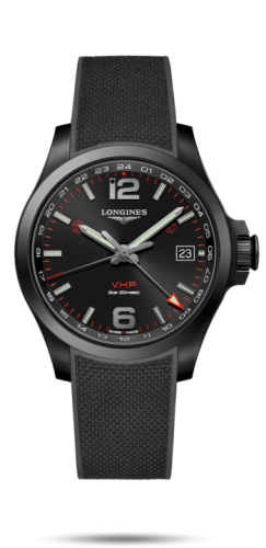 Longines Conquest V.H.P. GMT 41 PVD / Siyah / Kauçuk, referans L3.718.2.56.9
