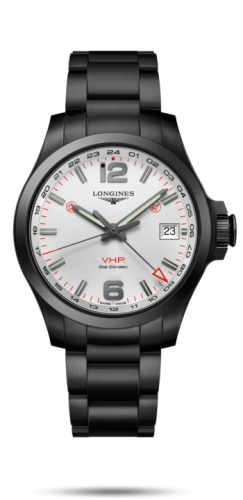 Longines Conquest V.H.P. GMT 41 PVD / Gümüş / Bilezik, referans L3.718.2.76.6
