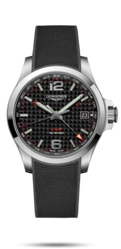 Longines Conquest V.H.P. GMT 41 Paslanmaz Çelik / Carbon / Kauçuk, referans L3.718.4.66.9