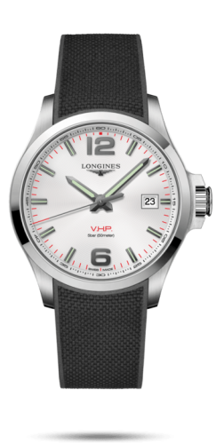 Longines Conquest V.H.P. 43 Paslanmaz Çelik / Gümüş / Kauçuk, referans L3.726.4.76.9