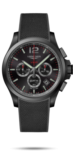 Longines Conquest V.H.P. Chronograph 44 PVD / Siyah / Kauçuk, referans L3.727.2.56.9
