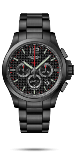 Longines Conquest V.H.P. Chronograph 44 PVD / Carbon / Bilezik, referans L3.727.2.66.6