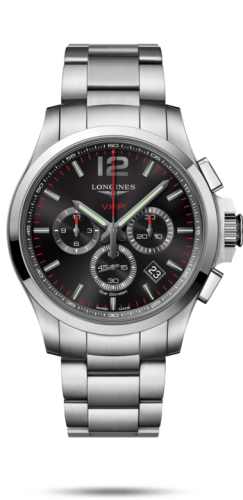 Longines Conquest V.H.P. Chronograph 44 Paslanmaz Çelik / Siyah / Bilezik, referans L3.727.4.56.6