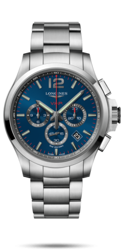 Longines Conquest V.H.P. Chronograph 44 Paslanmaz Çelik / Mavi / Bilezik, referans L3.727.4.96.6