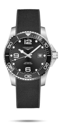 Longines HydroConquest 41 Automatic Paslanmaz Çelik / Seramik / Siyah / Kauçuk, referans L3.781.4.56.9