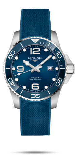Longines HydroConquest 43 Automatic Paslanmaz Çelik / Seramik / Mavi / Kauçuk, referans L3.782.4.96.9