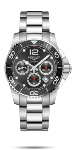 Longines HydroConquest 41 Automatic Chronograph Paslanmaz Çelik / Seramik / Siyah / Bilezik, referans L3.783.4.56.6