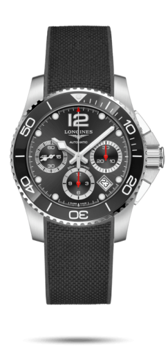 Longines HydroConquest 41 Automatic Chronograph Paslanmaz Çelik / Seramik / Siyah / Kauçuk, referans L3.783.4.56.9