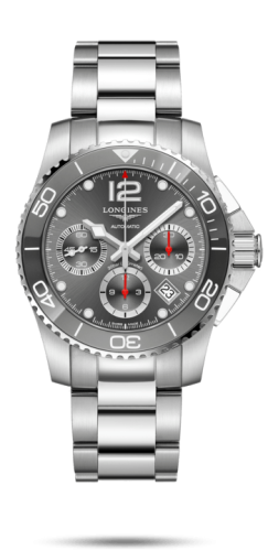 Longines HydroConquest 41 Automatic Chronograph Paslanmaz Çelik / Seramik / Gri / Bilezik, referans L3.783.4.76.6