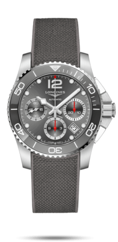 Longines HydroConquest 41 Automatic Chronograph Paslanmaz Çelik / Seramik / Gri / Kauçuk, referans L3.783.4.76.9