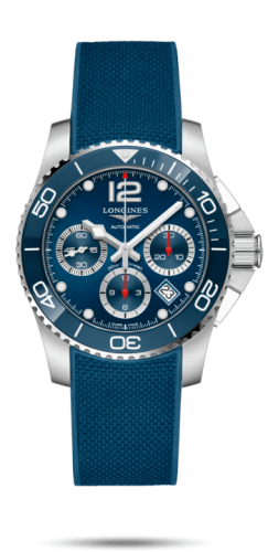 Longines HydroConquest 41 Automatic Chronograph Paslanmaz Çelik / Seramik / Mavi / Kauçuk, referans L3.783.4.96.9