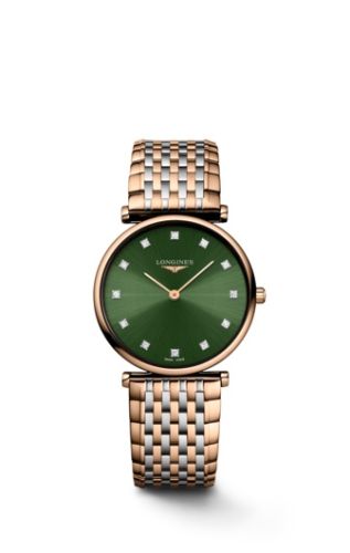 Longines La Grande Classique Quartz 29 Paslanmaz Çelik / Kırmızı Altın PVD / Yeşil - Elmas, referans L4.512.1.08.7