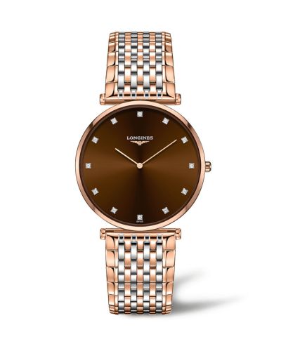 Longines La Grande Classique Quartz 37 Paslanmaz Çelik / Kırmızı Altın PVD / Kahverengi, referans L4.766.1.67.7