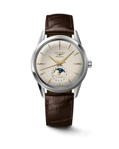 Longines Heritage Flagship Moonphase Paslanmaz Çelik / Gümüş 38.5mm, referans L4.815.4.78.2