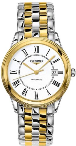 Longines Flagship 38.5 Paslanmaz Çelik / Sarı Altın / Beyaz-Roman / Bilezik, referans L4.874.3.21.7