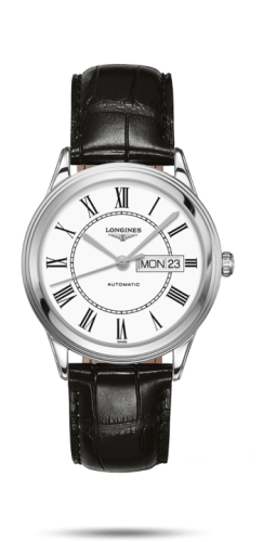 Longines Flagship 38.5 Day Date Paslanmaz Çelik / Beyaz Roman / Kayış, referans L4.899.4.21.2