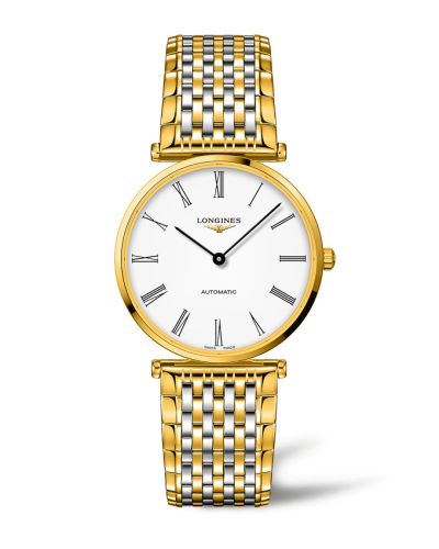 Longines La Grande Classique Automatic 38 PVD Gold / White - Roman / Bracelet, reference L4.918.2.11.7