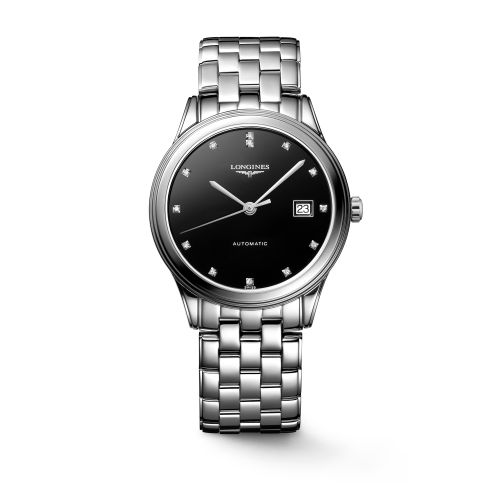 Longines Flagship 38.5 Automatic Paslanmaz Çelik / Siyah - Elmas / Bilezik, referans L4.974.4.57.6