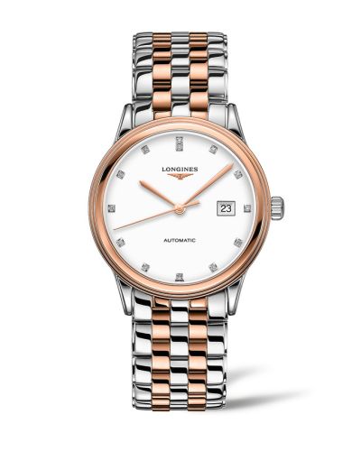 Longines Flagship 40 Paslanmaz Çelik - Pembe Altın / Beyaz - Elmas / Bilezik, referans L4.984.3.99.7