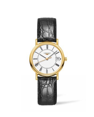 Longines Presence Quartz 30mm PVD Altın / Beyaz - Roman, referans L4.320.2.11.2