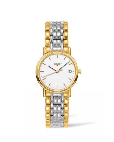 Longines Presence Quartz 30mm PVD Altın / Beyaz / Bilezik, referans L4.320.2.12.7