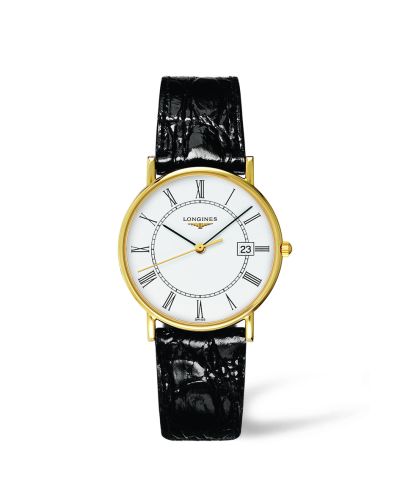 Longines Presence 33.5 Quartz Sarı Altın / Beyaz - Roman, referans L4.743.6.11.0
