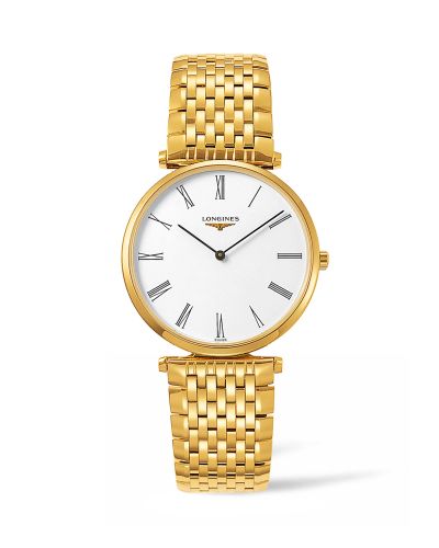 Longines La Grandes Classique Quartz 36 PVD / Beyaz Roman / Bilezik, referans L4.755.2.11.8