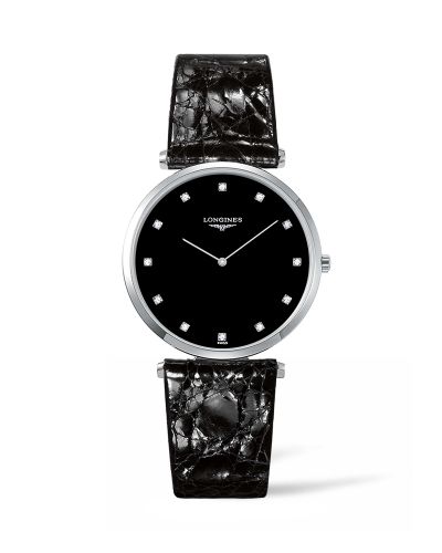 Longines La Grandes Classique Quartz 36 Paslanmaz Çelik / Siyah-Elmas / Kayış, referans L4.755.4.58.2