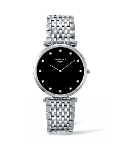 Longines La Grandes Classique Quartz 36 Paslanmaz Çelik / Siyah-Elmas / Bilezik, referans L4.755.4.58.6