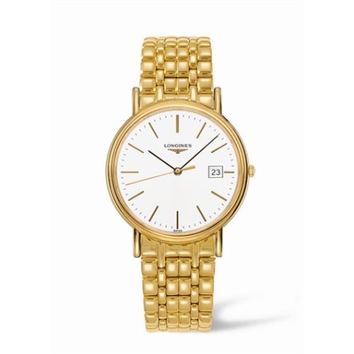 Longines Presence 38.5 Quartz PVD Altın / Beyaz / Bilezik, referans L4.790.2.12.8