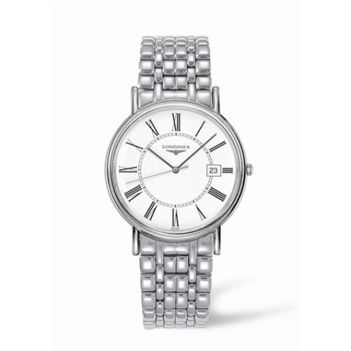 Longines Presence 38.5 Quartz Paslanmaz Çelik / Beyaz - Roman / Bilezik, referans L4.790.4.11.6
