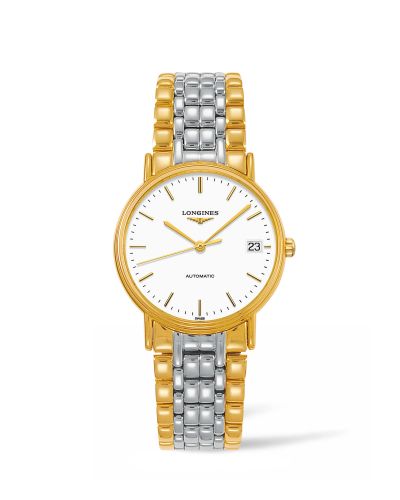 Longines Presence Automatic 34.5mm Paslanmaz Çelik / PVD Altın / Beyaz / Bilezik, referans L4.821.2.12.7