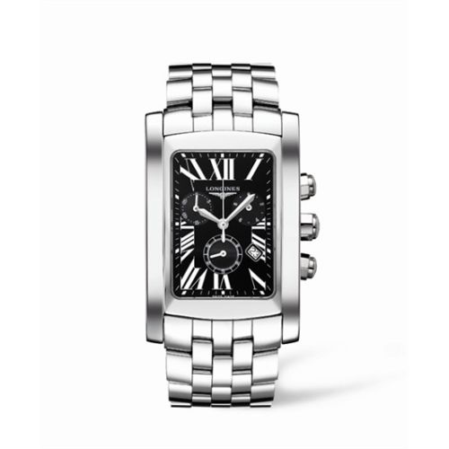 Longines DolceVita XL Chronograph Paslanmaz Çelik Siyah Roman, referans L5.687.4.79.6