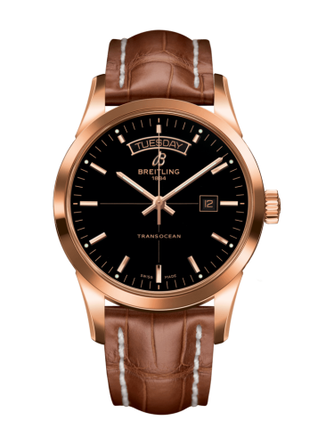 Breitling Transocean Day &amp; Date Red Gold / Black / Croco / Folding 43mm, reference R4531012/BB70/738P/R20D.1