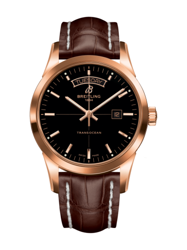 Breitling Transocean Day &amp; Date Red Gold / Black / Croco / Folding 43mm, reference R4531012/BB70/740P/R20D.1