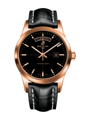 Breitling Transocean Day &amp; Date Red Gold / Black / Croco / Folding 43mm, reference R4531012/BB70/744P/R20D.1