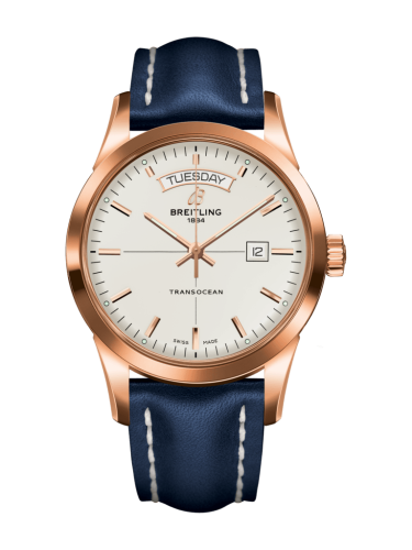 Breitling Transocean Day &amp; Date Red Gold / Silver / Calf / Pin 43mm, reference R4531012/G752/105X/R20BA.1