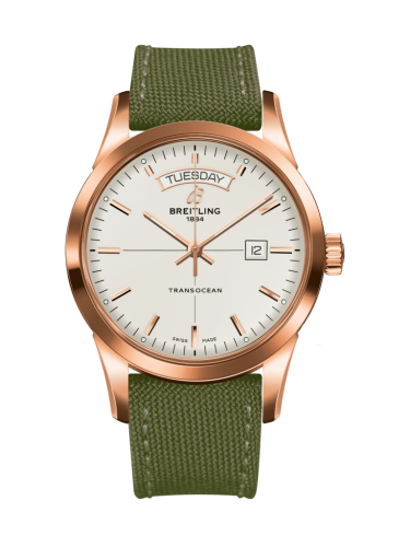 Breitling Transocean Day &amp; Date Red Gold / Silver / Military / Pin 43mm, reference R4531012/G752/106W/R20BA.1
