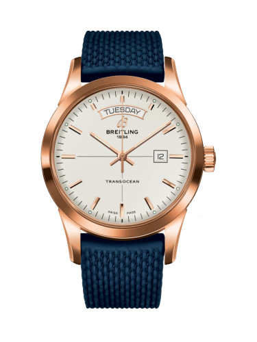Breitling Transocean Day &amp; Date Red Gold / Silver / Rubber / Folding 43mm, reference R4531012/G752/281S/R20D.3