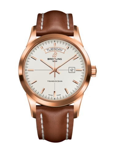 Breitling Transocean Day &amp; Date Red Gold / Silver / Calf / Folding 43mm, reference R4531012/G752/434X/R20D.1