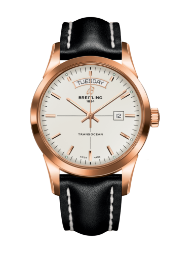 Breitling Transocean Day &amp; Date Red Gold / Silver / Calf / Pin 43mm, reference R4531012/G752/435X/R20BA.1