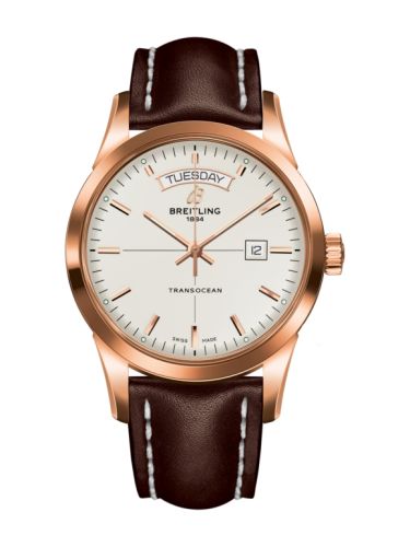 Breitling Transocean Day &amp; Date Red Gold / Silver / Calf / Pin 43mm, reference R4531012/G752/437X/R20BA.1