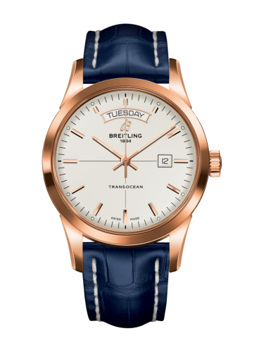 Breitling Transocean Day &amp; Date Red Gold / Silver / Croco / Folding 43mm, reference R4531012/G752/732P/R20D.1