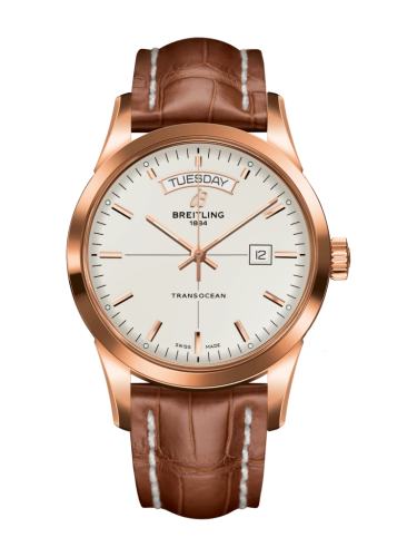 Breitling Transocean Day &amp; Date Red Gold / Silver / Croco / Folding 43mm, reference R4531012/G752/738P/R20D.1
