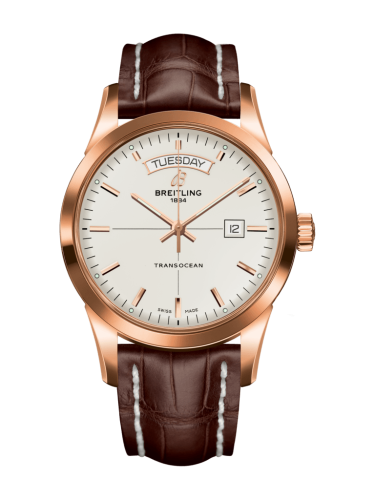 Breitling Transocean Day &amp; Date Red Gold / Silver / Croco / Folding 43mm, reference R4531012/G752/740P/R20D.1