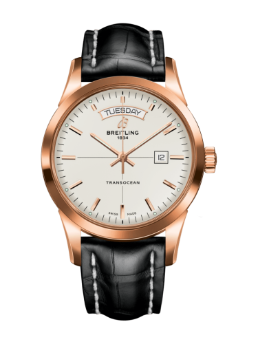 Breitling Transocean Day &amp; Date Red Gold / Silver / Croco / Folding 43mm, reference R4531012/G752/744P/R20D.1