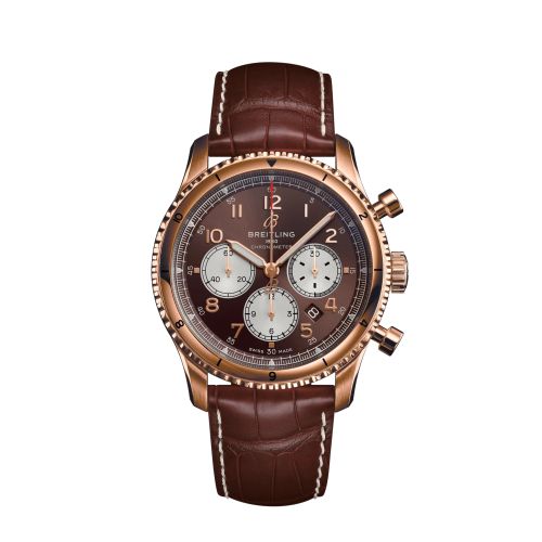 Breitling Aviator 8 B01 Chronograph 43 Red Gold / Bronze / Alligator / Pin, reference RB0119131Q1P1