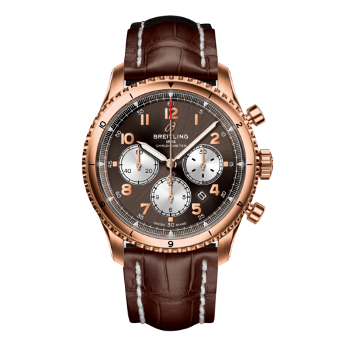 Breitling Aviator 8 B01 Chronograph 43 Red Gold / Bronze / Alligator / Folding, reference RB0119131Q1P2