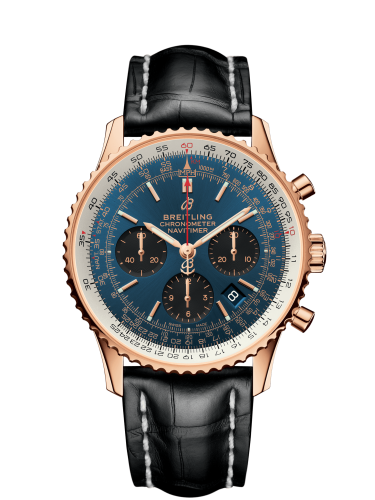 Breitling Navitimer 1 B01 Chronograph 43 Kırmızı Altın / Mavi / Croco / Pin, referans RB0121211C1P1